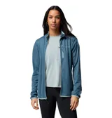 Campera polar Columbia con tecnología Omni-Wick de secado rápido. Presenta cuello alto, cierre frontal completo, bolsillo vertical con cierre en el pecho y bolsillos laterales. Diseño entallado con ribetes en contraste en puños, cuello y dobladillo.