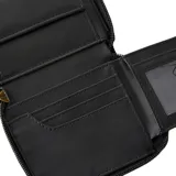 Billetera negra pequeña con cierre, marca Rip Curl, modelo Wanderer Small Zip.