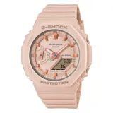 Reloj G-Shock modelo GMAS2100-4ADR, de diseño analógico-digital en color rosado con detalles en oro rosado, caja octagonal de resina y correa de silicona.