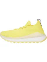 Zapatillas de running Tommy Hilfiger color amarillo, confeccionadas en tejido de punto elástico de poliéster reciclado, con cordones, suela dentada y plantilla de acupresión.