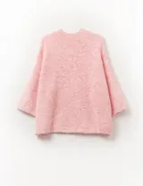 Buzo rosa de tejido melange, marca Q2, con cuello alto y mangas 3/4.