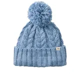 Gorro de lana Rip Curl Classic Reg Pom Pom Beanie, color celeste con detalles en blanco y pompón en la parte superior.