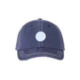 Gorra Rip Curl modelo Sg Washed, color azul con efecto deslavado, costuras blancas visibles y parche redondo celeste en el frente.