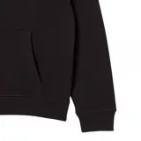 Buzo canguro Lacoste de algodón con capucha, color negro, con bolsillo frontal tipo canguro y logo de la marca estampado en el pecho.