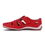 Guillermina casual color coral con calado y ajuste con velcro.