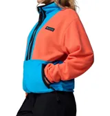Campera polar Columbia de la colección Icons, con diseño color block en tonos naranja, azul y negro. Presenta cierre frontal completo, cuello alto, bolsillos laterales con cierre y detalles en nailon en el pecho.