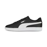 Championes Puma Smash 3.0 L de cuero color negro con detalles en blanco, inspirados en el tenis.