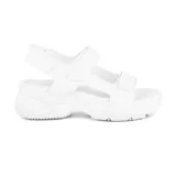 Sandalia deportiva Skechers D'Lites 4.0, color blanco, con plataforma y tiras ajustables con velcro.