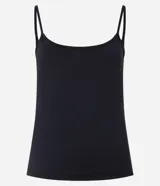 Musculosa básica Cortelle en color beige, con escote redondo y tirantes finos, confeccionada en poliamida con elastano.
