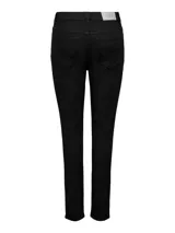Jean skinny de tiro alto y largo tobillero, confeccionado en denim elástico con bolsillos funcionales y cierre frontal con botón y cremallera.