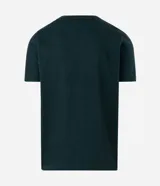 Remera masculina de cuello redondo y manga corta, confeccionada en tejido de media malla con textura vertical en toda la prenda.