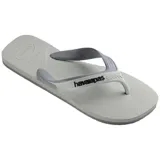 Sandalias tipo ojotas Havaianas modelo Dual, color azul marino con tiras en tono gris oscuro y logo de la marca en relieve.