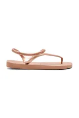 Sandalias Havaianas Flash Urban, color beige metalizado, con tiras finas entrelazadas y sujetador en el talón.