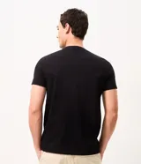 Remera negra de manga corta y cuello redondo, confeccionada en mezcla de algodón y poliéster, con estampa frontal rectangular que reproduce la obra artística "Vase of Flowers" de Odilon Redon.
