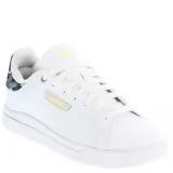 Championes urbanos Adidas, color blanco con detalles en dorado y estampado floral en el talón.