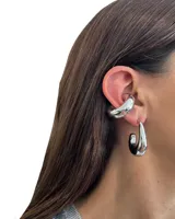 Ear cuff plateado de acero inoxidable, hipoalergénico.