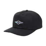 Gorro tipo cap Billabong Crayonwave de color negro con visera curva y diseño bordado en el frente en tonos celestes y violetas.