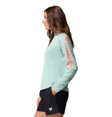 Remera de manga larga Columbia Tidal Tee II de color verde menta, con tecnología Omni-Shade de protección solar UPF 50 y tecnología de evaporación Omni-Wick de secado rápido. Presenta cuello redondo y calce cómodo ideal para actividades al aire libre y pesca.
