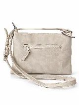 Bandolera de cuero negro, marca Sagali, de diseño compacto con bolsillo frontal con cierre, costuras visibles en tono contrastante y correa larga ajustable para llevar cruzada.