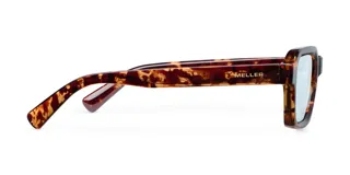 Gafas de sol cuadradas unisex, marca Adila, modelo Tigris. Montura de carey con lentes celestes polarizadas.