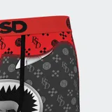 Calzoncillos bóxer estampados con diseño de boca de tiburón y logo de la marca en la cintura.