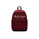 Mochila Converse modelo Go Chuck Taylor color bordó, con bolsillo frontal con cierre y logo bordado en la parte superior.