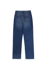 Jeans de tiro alto y corte recto, con diseño clásico de cinco bolsillos, cierre de cremallera y botón metálico.