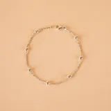 Pulsera de plata 925 compuesta por una cadena de eslabones trenzados combinada con una fina cadena de bolitas intercaladas.