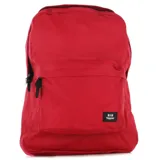 Mochila Topper Basic de diseño clásico, color fucsia, con compartimento principal y bolsillo frontal con cierre, ambos con tiradores negros. Incluye etiqueta con logo de la marca en el frente.