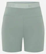 Bermuda deportiva femenina color verde menta, de corte ajustado y tiro alto con elástico texturizado con lettering.