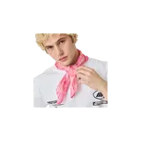 Bandana Eme Studios color rosado con diseño estampado tipo grafiti en tonos más oscuros.