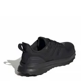 Championes de running Adidas modelo Ultra Run 5 TR, color negro. Presentan un diseño de malla impermeable con detalles reflectivos, mediasuela Bounce para amortiguación y suela Adiwear para mayor tracción y durabilidad en diversos terrenos.