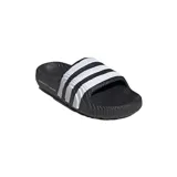 Sandalias Adidas Adilette 22 negras con tres tiras blancas.