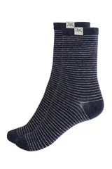 Pack de dos pares de medias Legacy Woman con diseño de rayas horizontales en tonos marrones y puntera color crema. Talle 35 a 40.