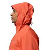 Campera cortaviento impermeable y transpirable Columbia Trailborne 2.5L Shell, plegable y compacta, combinada en color gris y naranja.