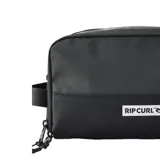 Neceser Rip Curl negro con logo estampado en blanco en el frente.
