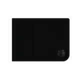 Billetera negra de cuero sintético con costuras marrones y logo de Rip Curl en la esquina inferior derecha.