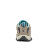 Championes de trekking Columbia modelo Crestwood Omni-Grip, color gris y beige con detalles en celeste, confeccionados en combinación de cuero y malla.