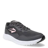 Championes Topper Wind 5 color gris con detalles en rosa y suela blanca.