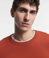 Suéter masculino de cuello redondo y manga larga, confeccionado en tejido de punto liso. Presenta un diseño básico y versátil, ideal para uso diario.