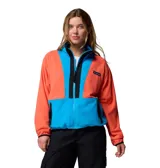 Campera polar Columbia de la colección Icons, con diseño color block en tonos naranja, azul y negro. Presenta cierre frontal completo, cuello alto, bolsillos laterales con cierre y detalles en nailon en el pecho.