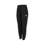 Pantalón de jogging Puma negro con logo blanco y línea blanca a lo largo de la pierna.