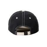 Gorra Rip Curl estilo dad hat de color negro con visera curva beige. Presenta bordados coloridos en el frente con texto y detalles en los laterales.