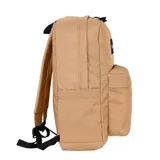 Mochila negra de estilo clásico con compartimento principal amplio, bolsillo frontal con cierre y bolsillos laterales. Incluye división interna para notebook.