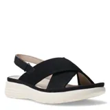 Sandalias de plataforma con tiras cruzadas en tejido técnico color beige y ajuste de velcro en el talón. Posee una suela blanca de diseño ergonómico.