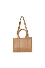 Cartera tipo tote bag color negro, con doble asa corta y correa larga extraíble. Estampado frontal con la frase "Think Positive Trendy".