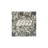 Pañuelo cuadrado con estampado botánico de hojas en color verde militar sobre fondo beige.