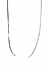 Cadena plateada de acero quirúrgico con eslabones tipo serpiente de 2mm de ancho y 45cm de largo.