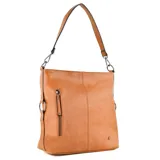 Cartera tipo bandolera de cuero sintético color negro, con correa larga regulable y bolsillo externo con cierre.