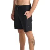 Boardshort híbrido Roark Venture de color negro, con cordón ajustable en la cintura y bolsillos laterales con cierre.